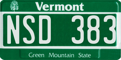 VT license plate NSD383