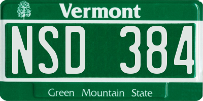 VT license plate NSD384