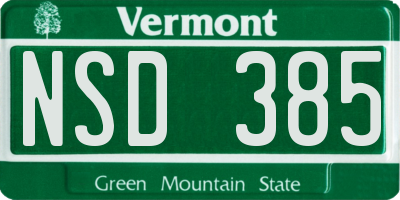 VT license plate NSD385