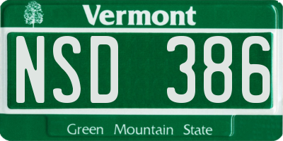 VT license plate NSD386