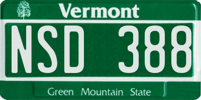VT license plate NSD388
