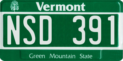 VT license plate NSD391