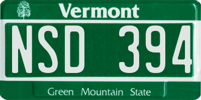 VT license plate NSD394