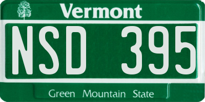 VT license plate NSD395