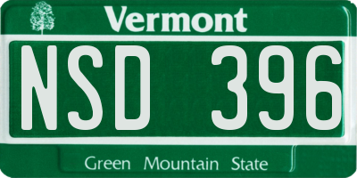 VT license plate NSD396
