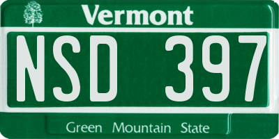 VT license plate NSD397