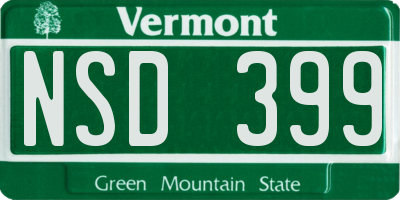 VT license plate NSD399