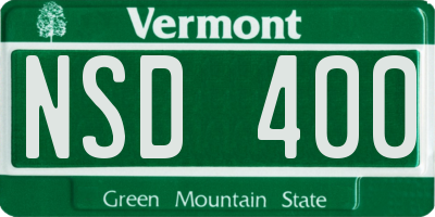 VT license plate NSD400