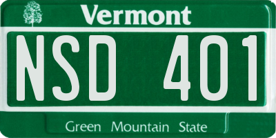VT license plate NSD401