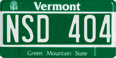 VT license plate NSD404