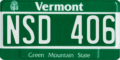 VT license plate NSD406