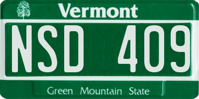 VT license plate NSD409