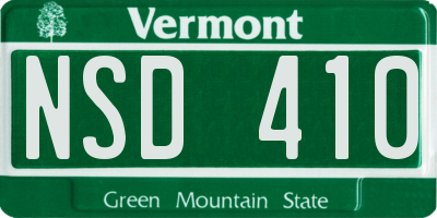 VT license plate NSD410