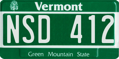 VT license plate NSD412