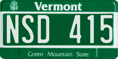 VT license plate NSD415