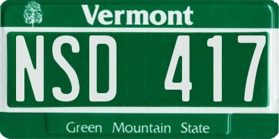 VT license plate NSD417