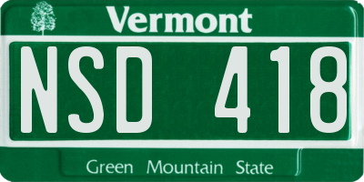 VT license plate NSD418