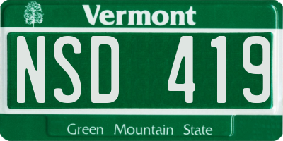 VT license plate NSD419