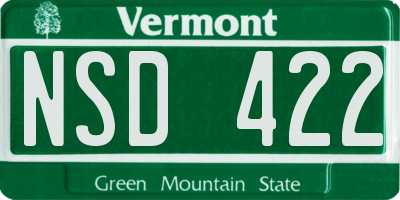 VT license plate NSD422
