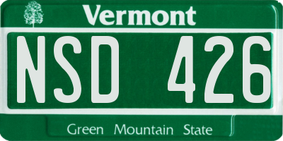 VT license plate NSD426