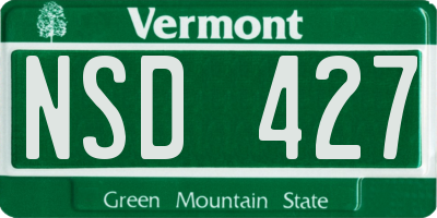 VT license plate NSD427