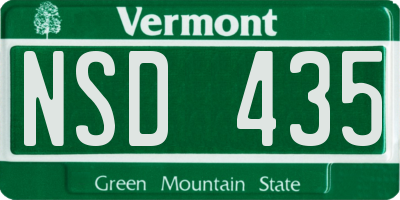 VT license plate NSD435