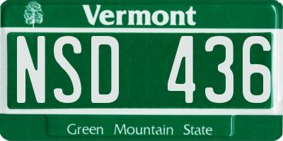 VT license plate NSD436