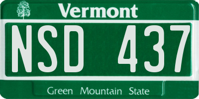 VT license plate NSD437