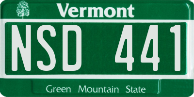 VT license plate NSD441