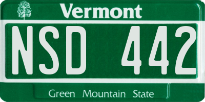 VT license plate NSD442