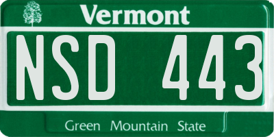 VT license plate NSD443