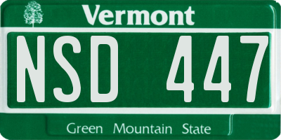 VT license plate NSD447