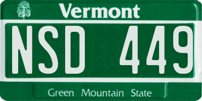 VT license plate NSD449