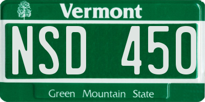 VT license plate NSD450