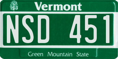 VT license plate NSD451