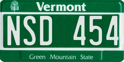 VT license plate NSD454