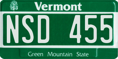 VT license plate NSD455