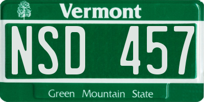 VT license plate NSD457