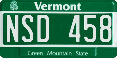 VT license plate NSD458
