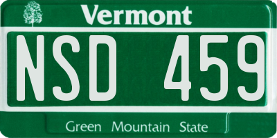 VT license plate NSD459
