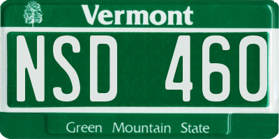 VT license plate NSD460