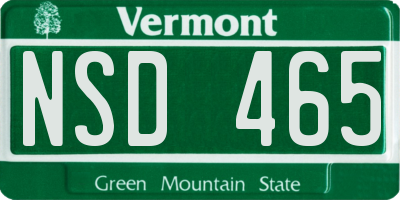 VT license plate NSD465