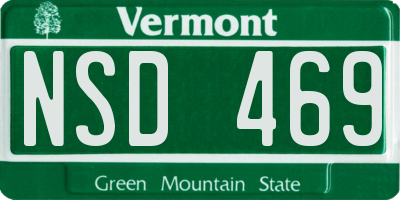 VT license plate NSD469