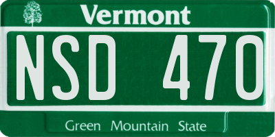 VT license plate NSD470