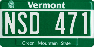 VT license plate NSD471