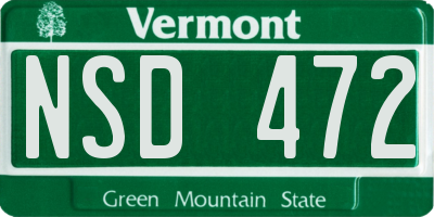 VT license plate NSD472