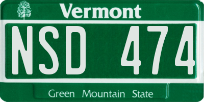 VT license plate NSD474