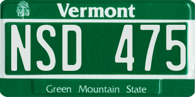 VT license plate NSD475