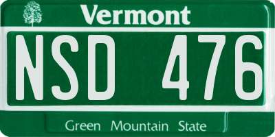 VT license plate NSD476
