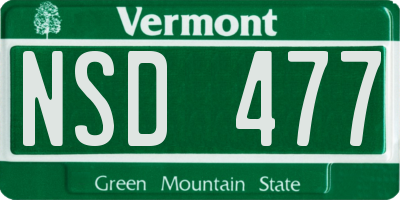 VT license plate NSD477